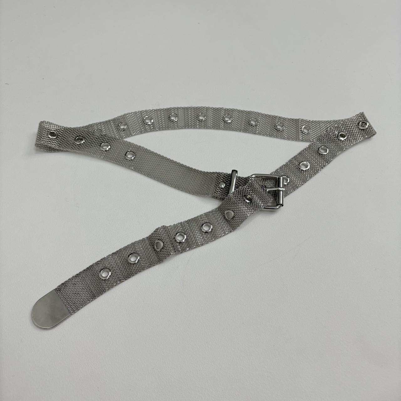 Silver chain metal belt