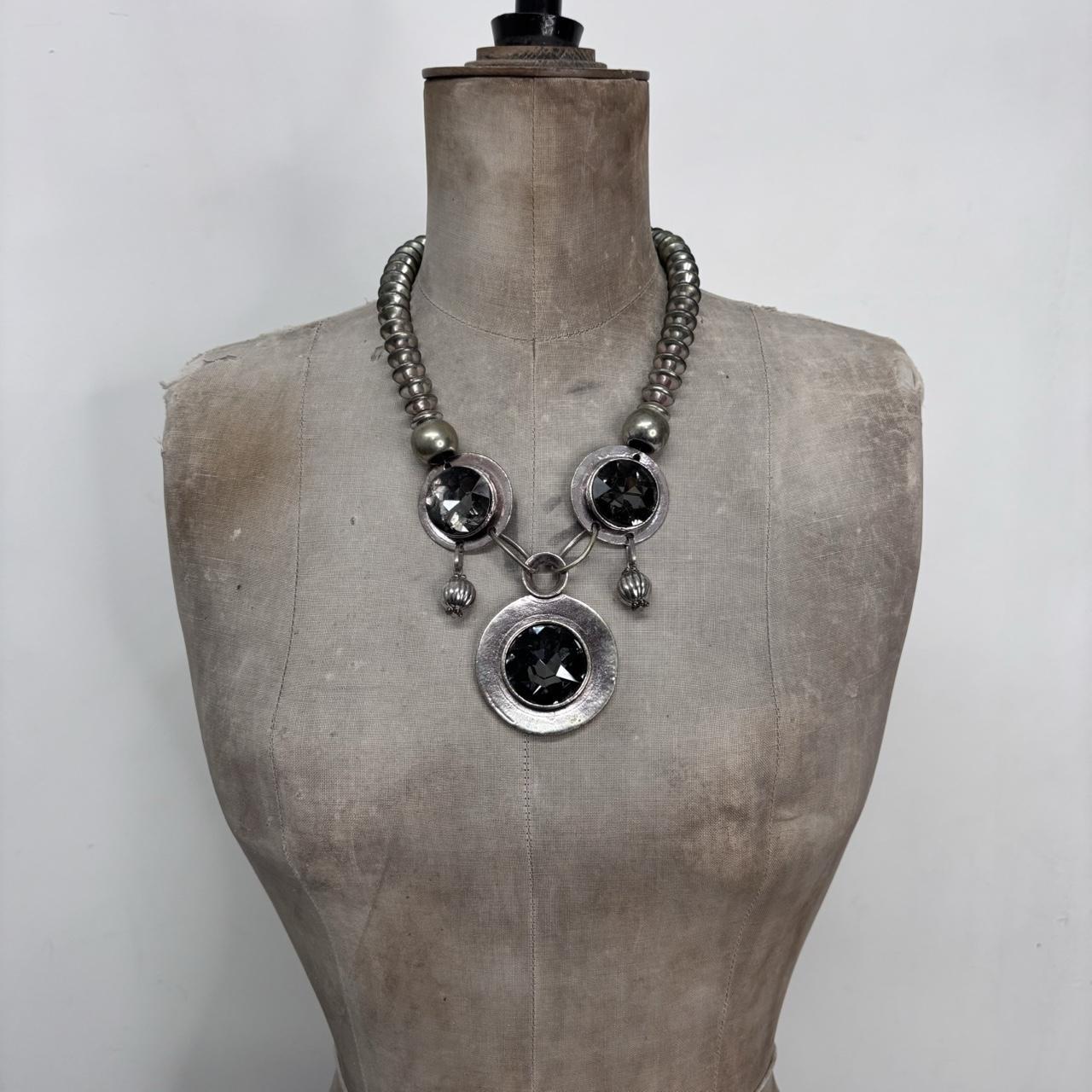 Chunky silver metal necklace