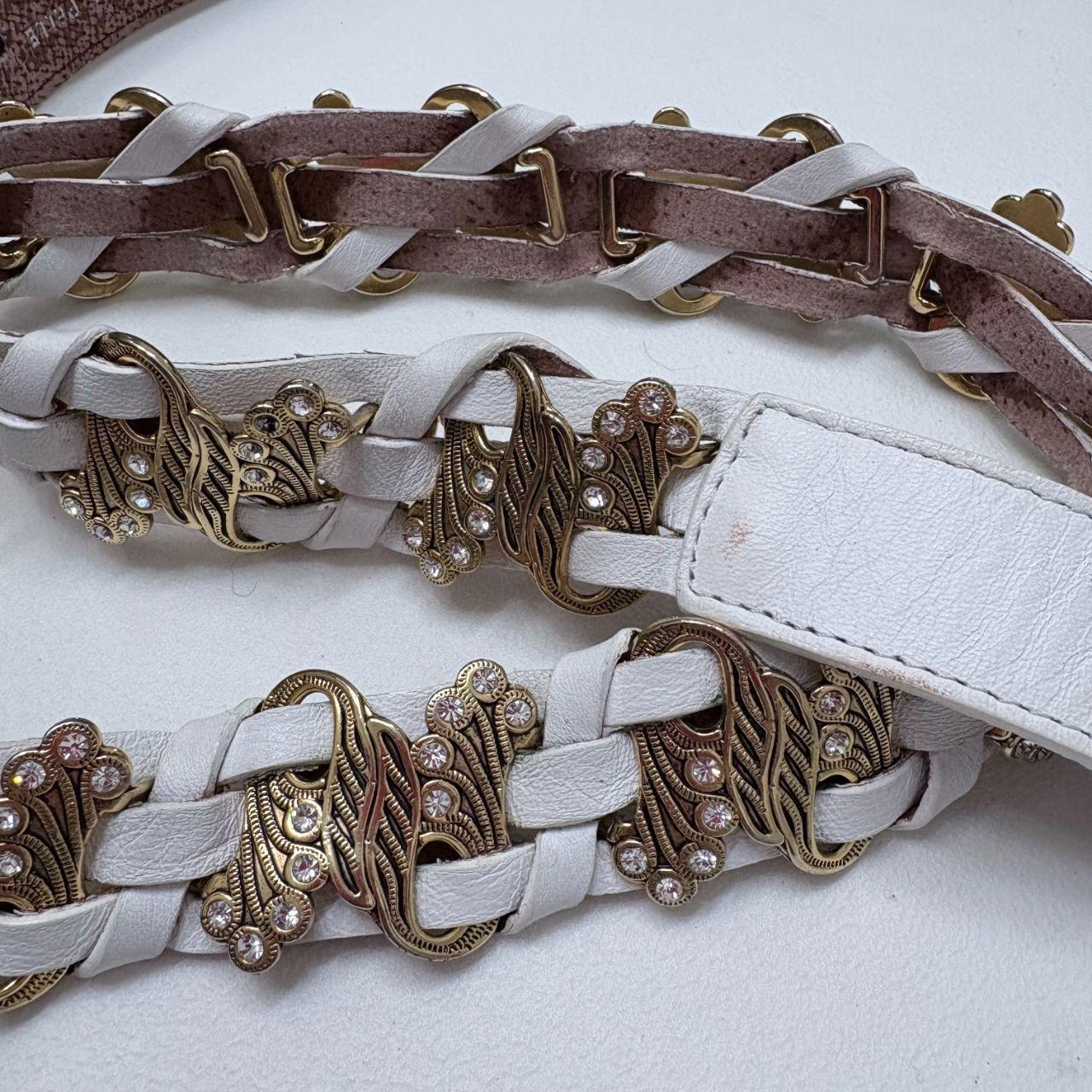 Gold chunky leather belt