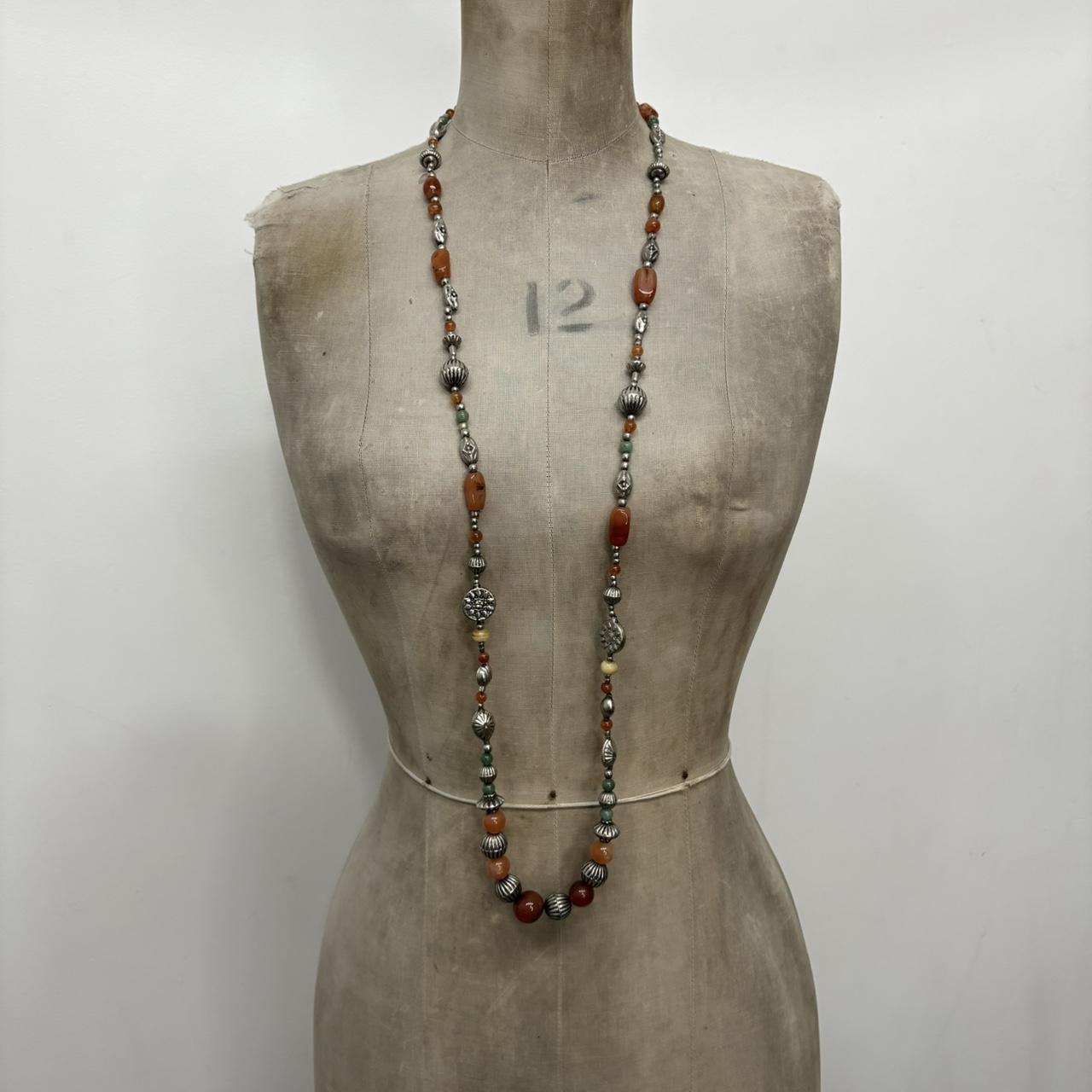 Gemstone silver bead necklace