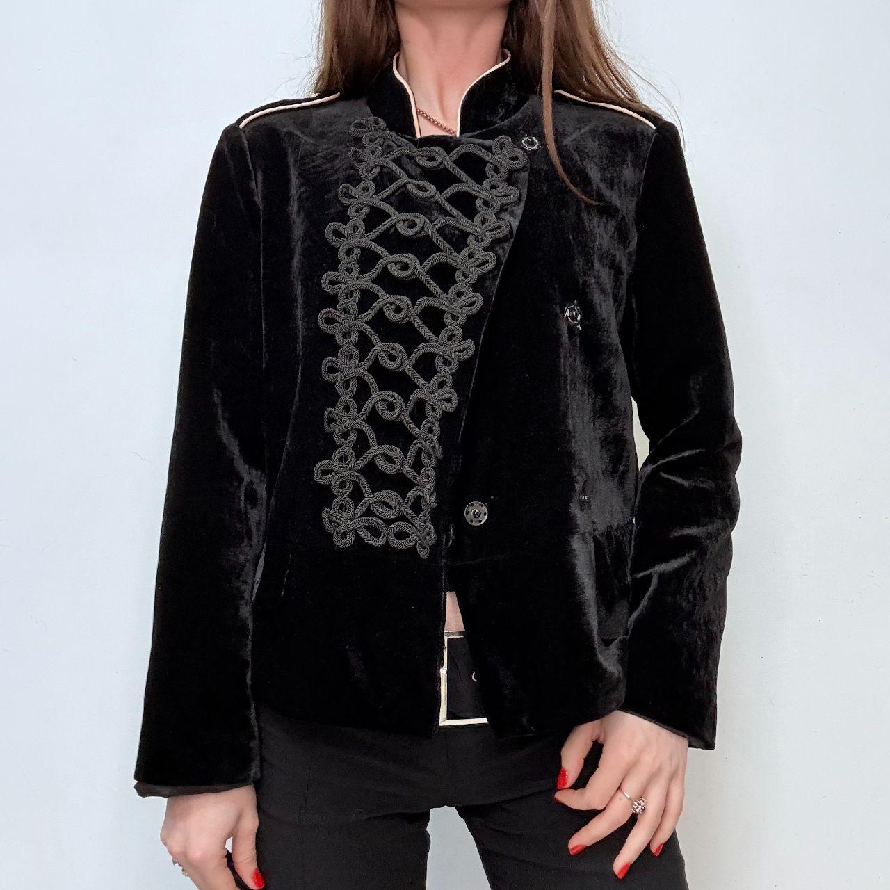 Asyemmtric black baroque military jacket