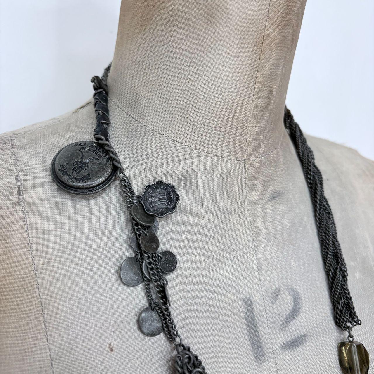 Allsaints grunge layered long chain necklace