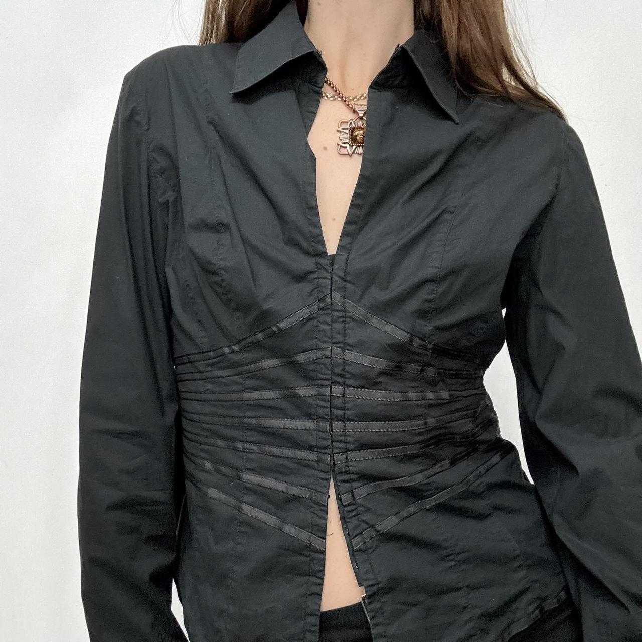 Black cinched corset shirt