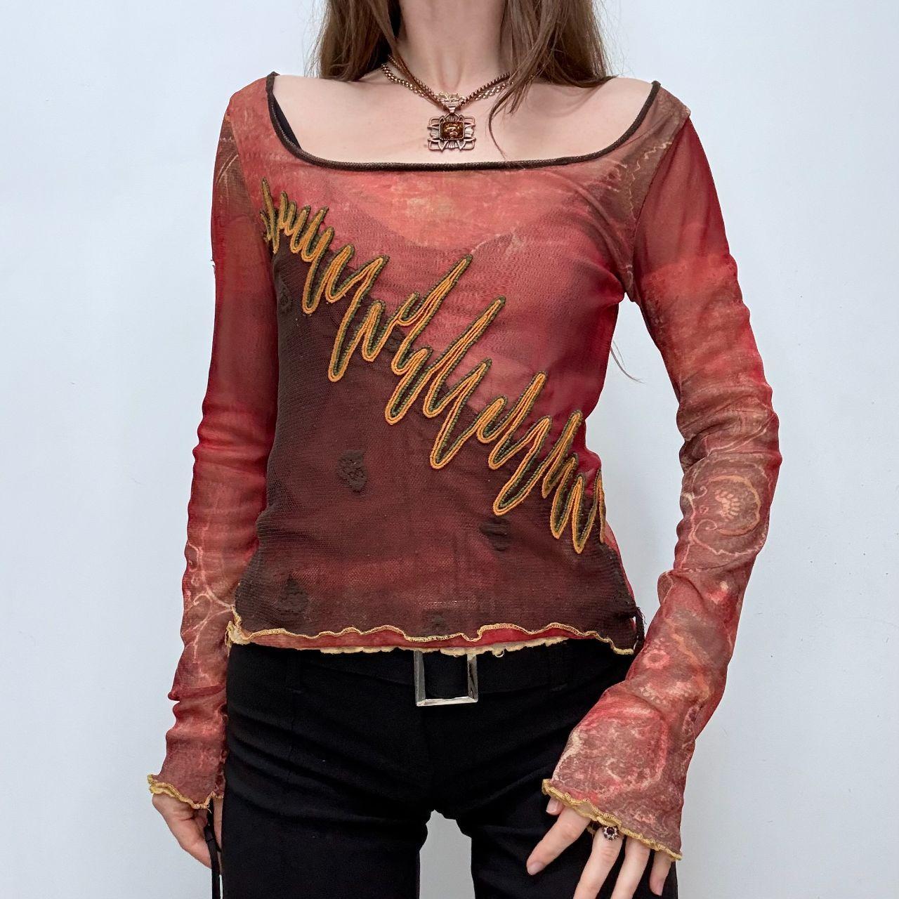 Wide neck graphic long sleeve top