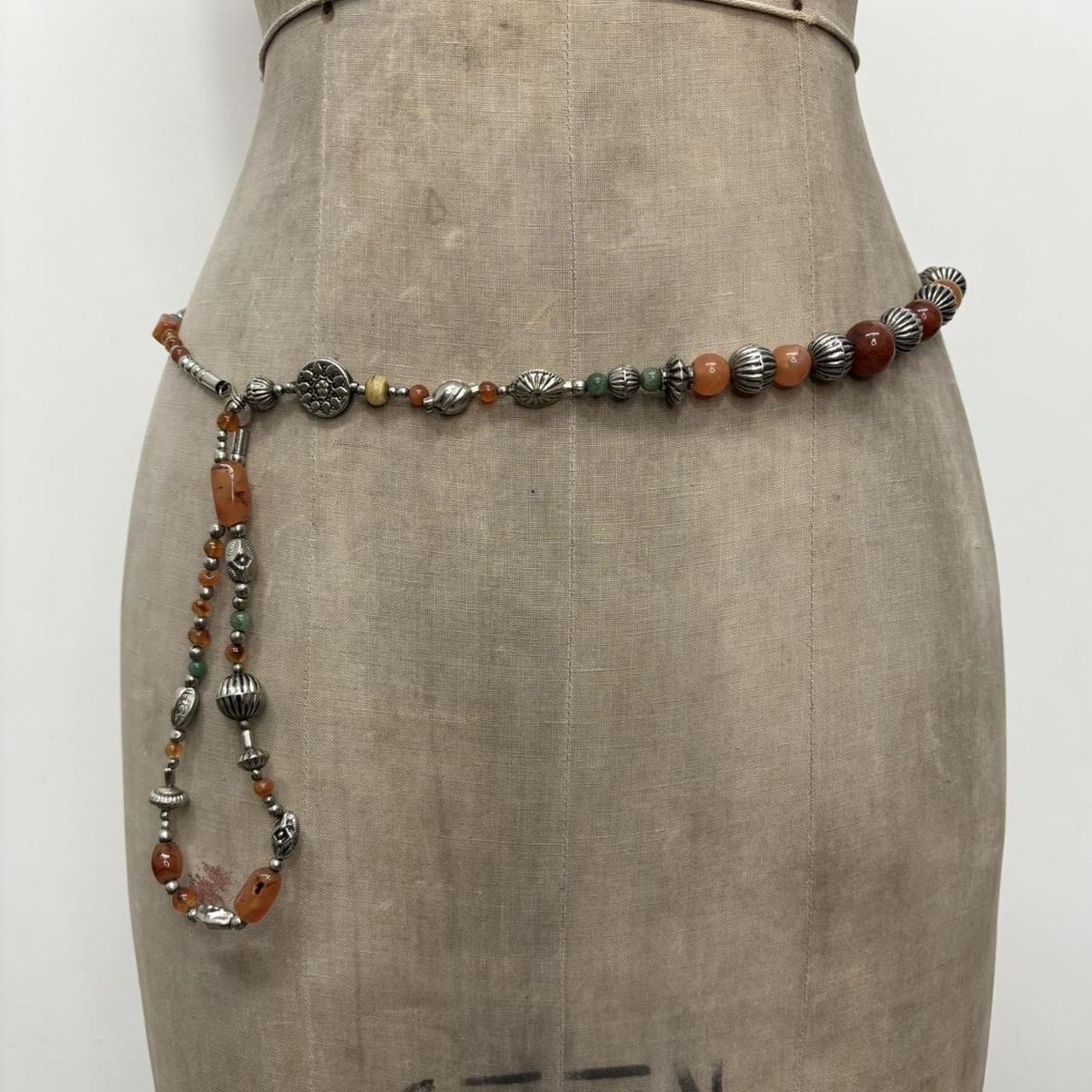 Gemstone silver bead waist chain