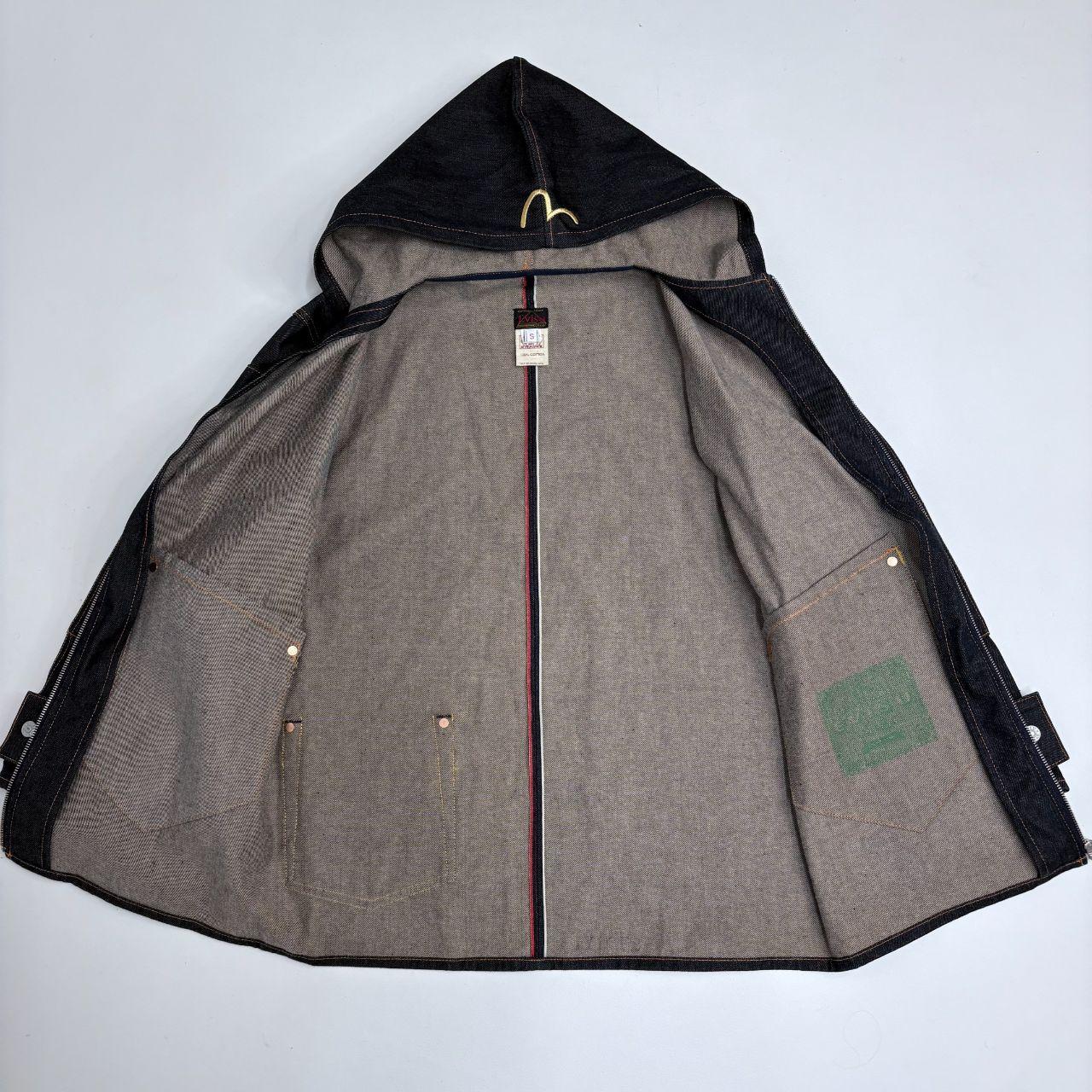 Salvage dark denim Evisu zip hoodie jacket