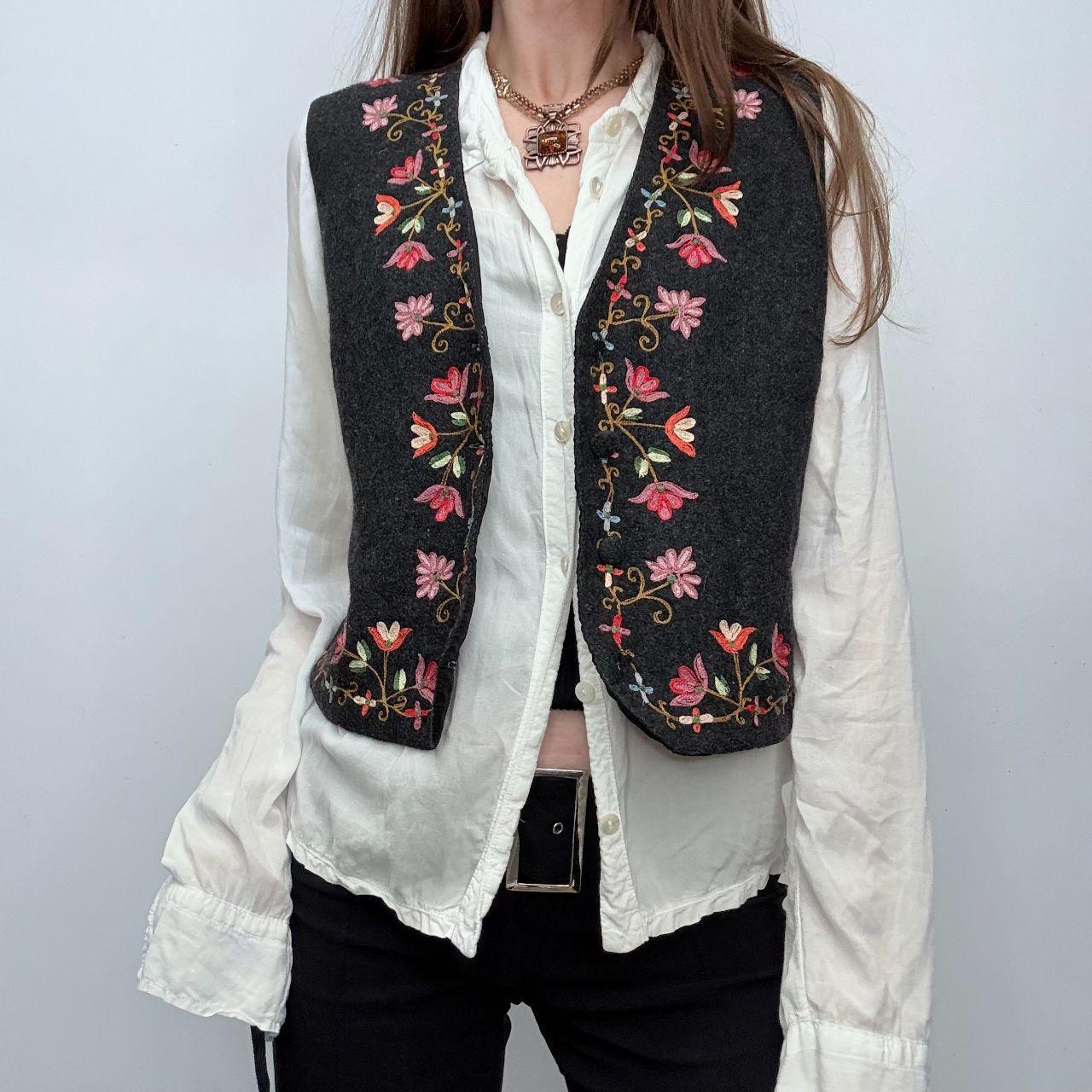 Floral embroidered boho waistcoat