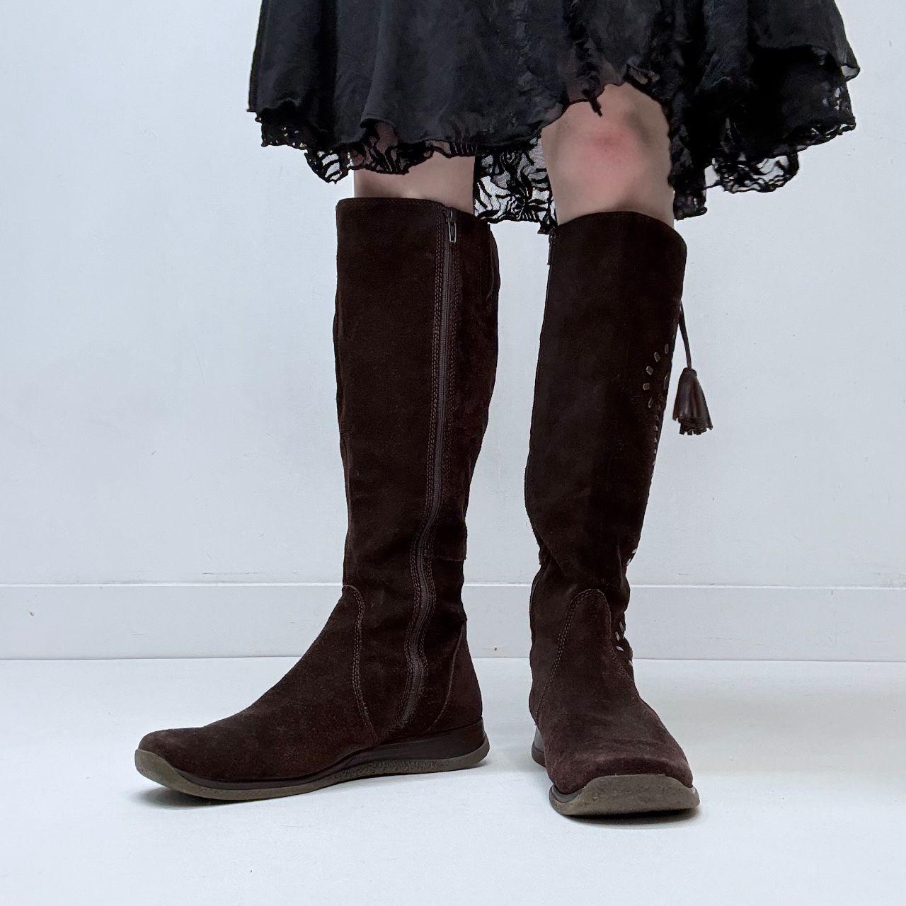 Brown suede stitch hippy boots