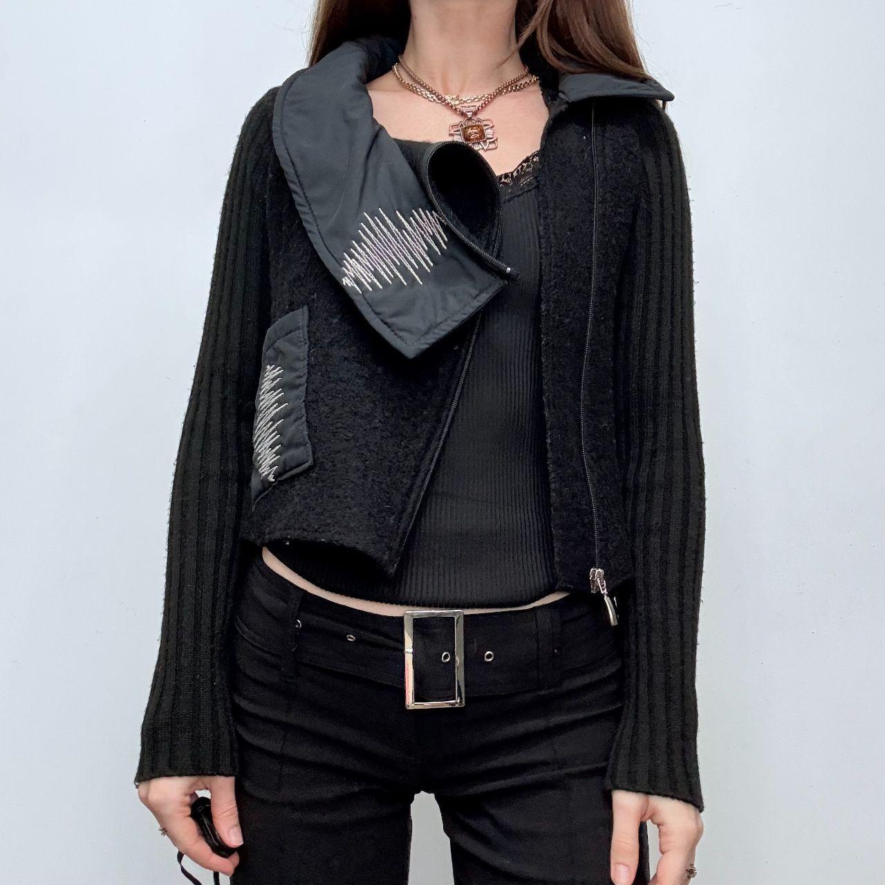 Black wool asymmetric top