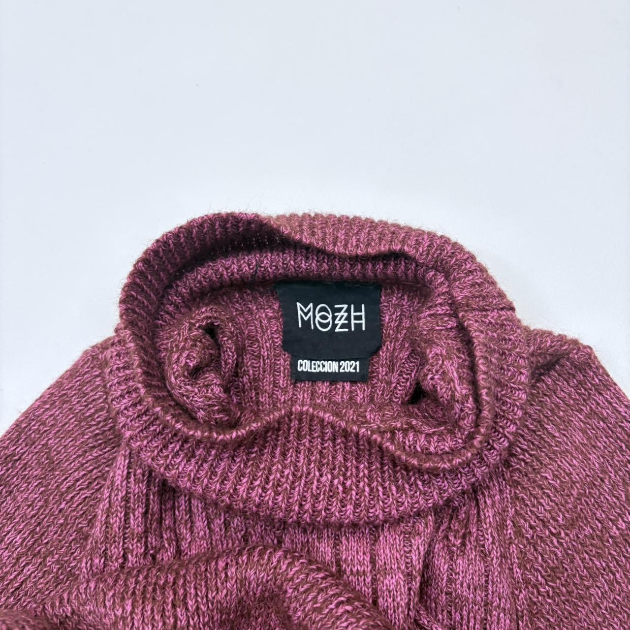 Ribbed brown pink knitted chunky jumper