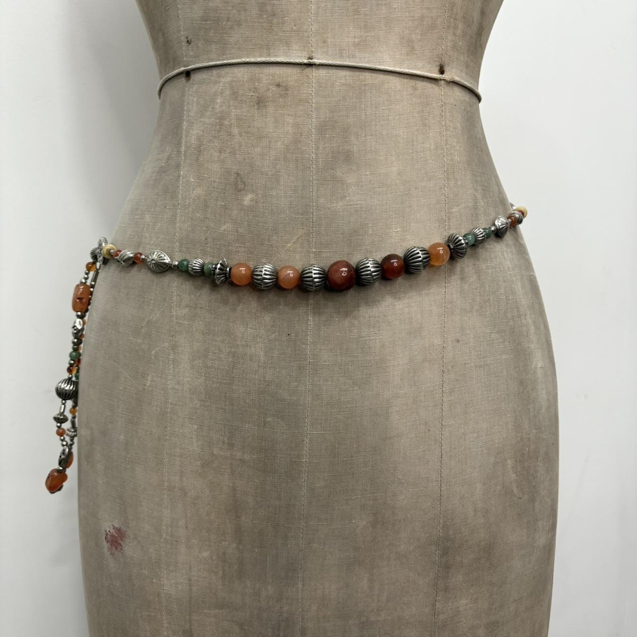 Gemstone silver bead waist chain