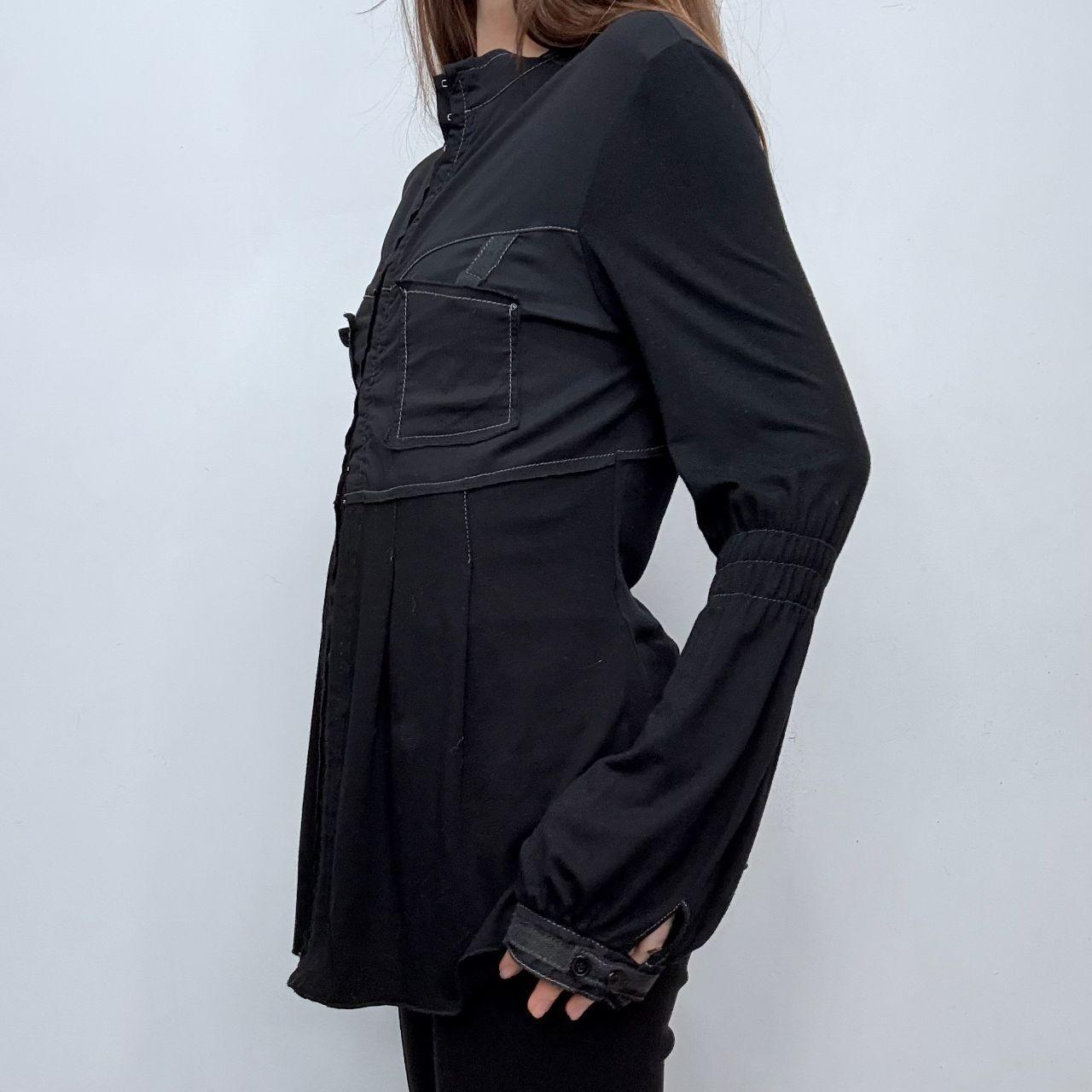 Flared hook and eye shirt