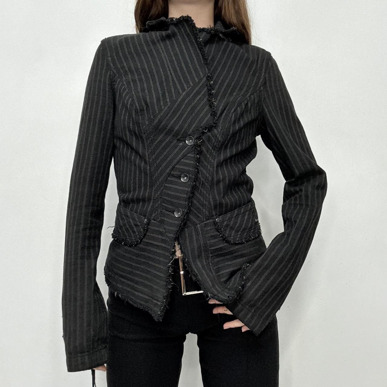 Pinstripe asymmetric fitted jacket