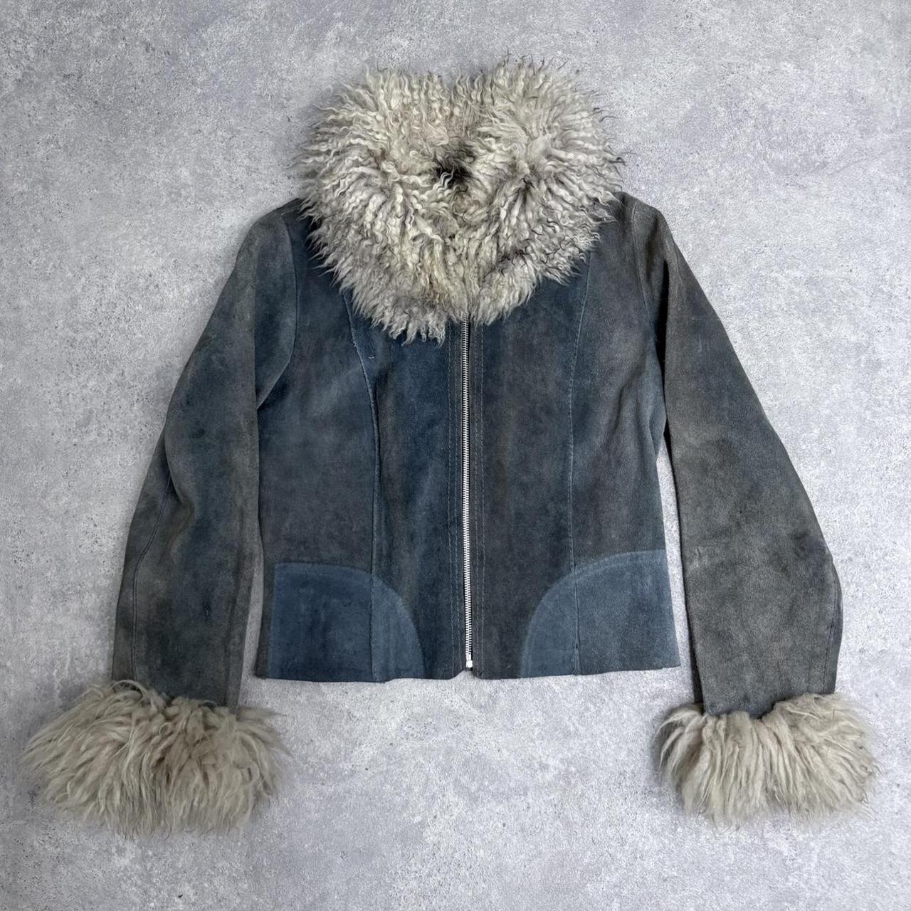 Sheepskin fur suede vintage jacket
