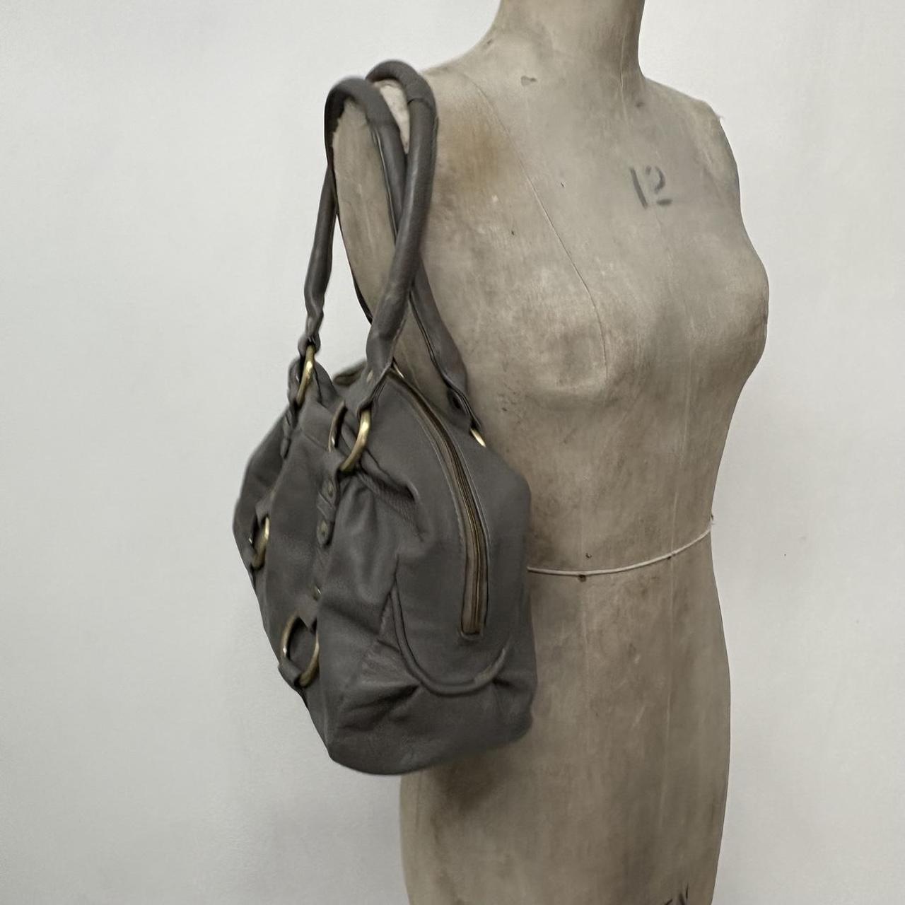 Grey leather slouchy shoulder bag