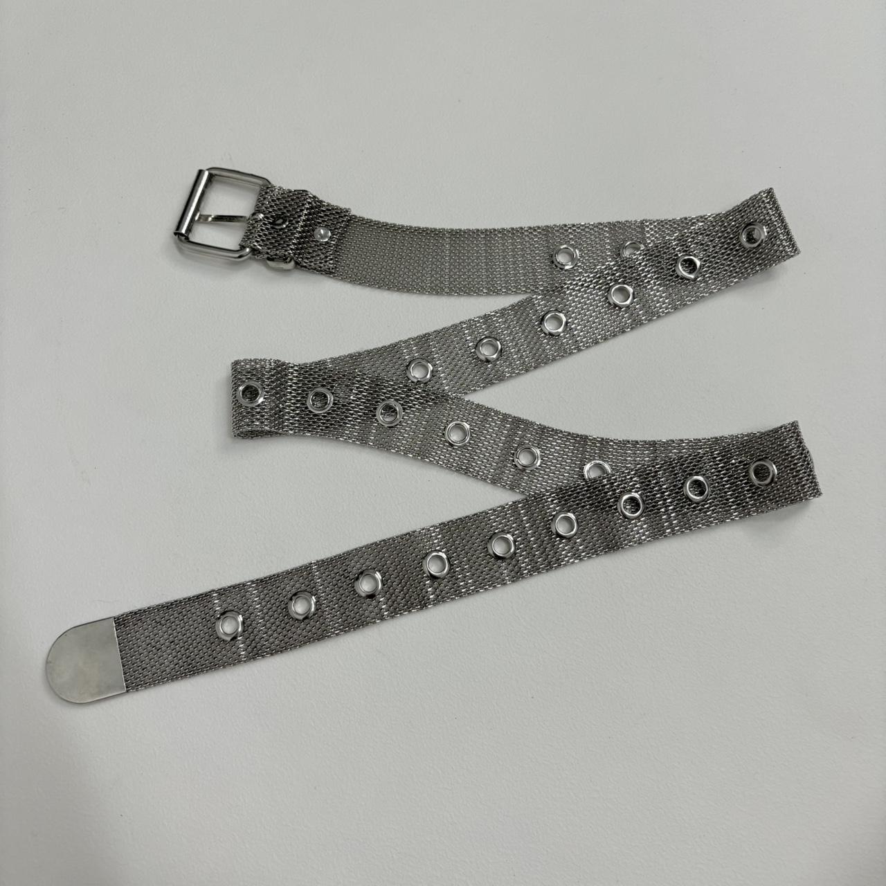 Silver chain metal belt