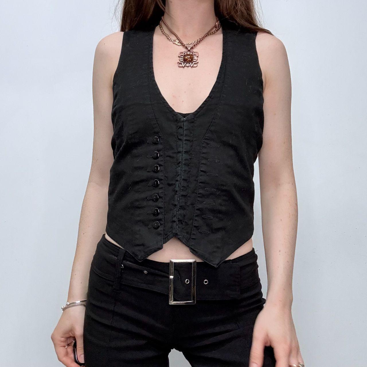 Black fitted button corset waistcoat