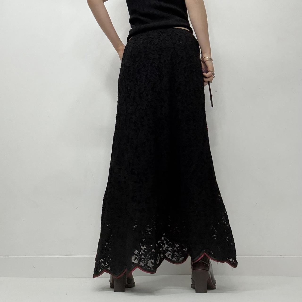 Black lace red gothic skirt