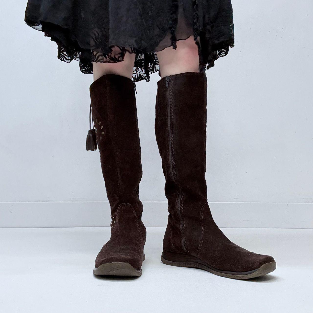 Brown suede stitch hippy boots