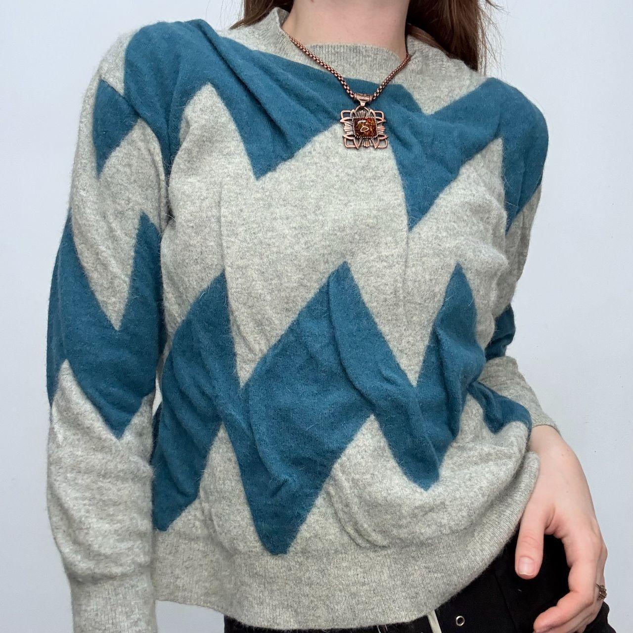 Grey structured gathered wool jumper