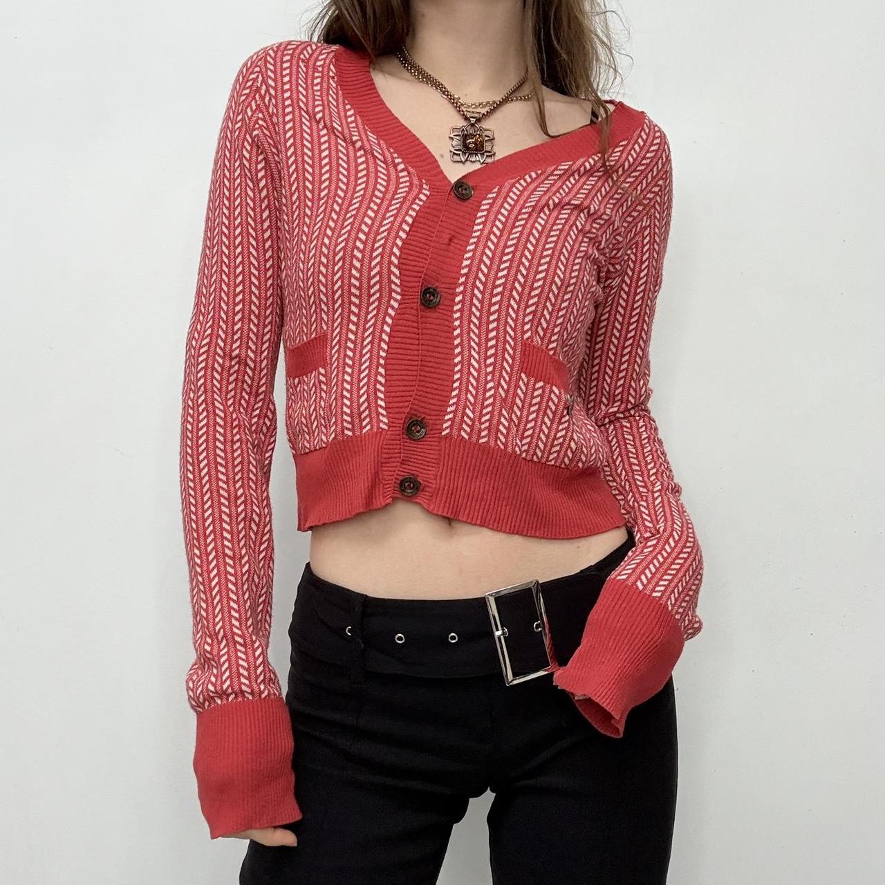 Red cropped slouchy diesel cardigan