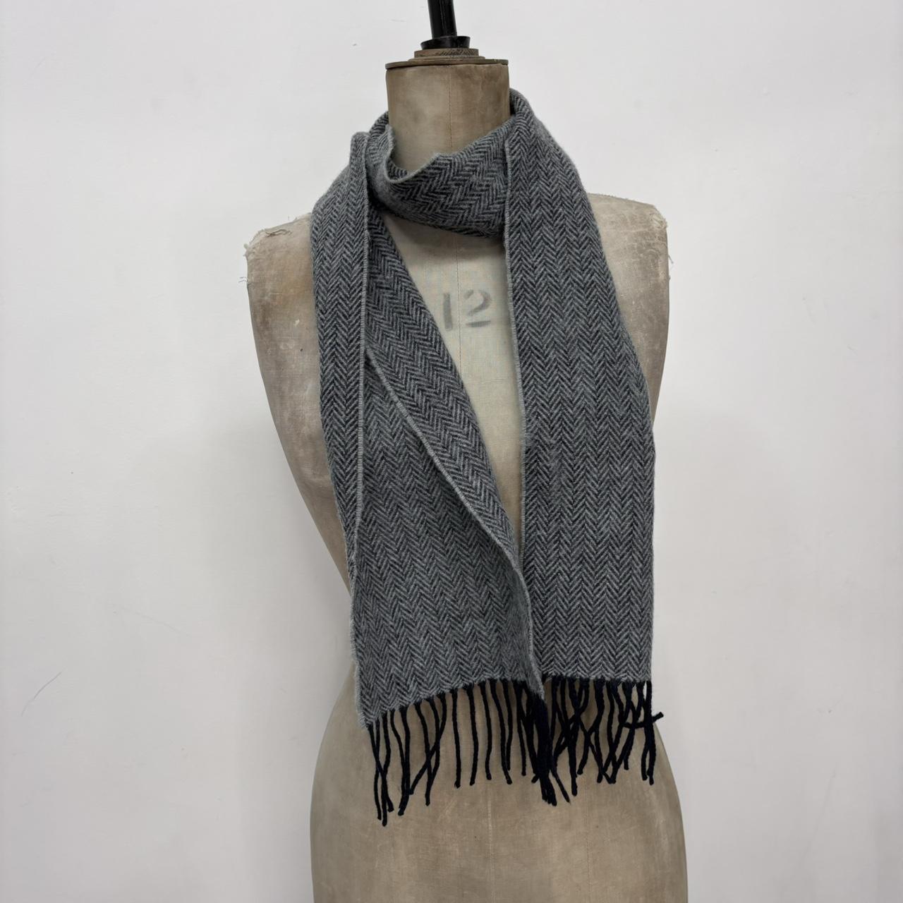 Soft grey wool knit scarf