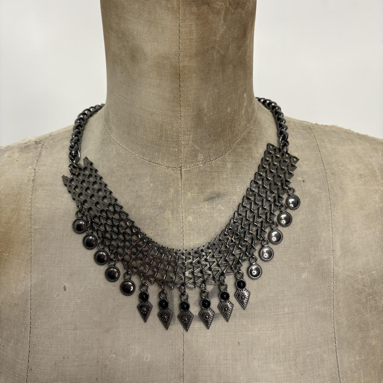 Chunky oversized dark silver necklace