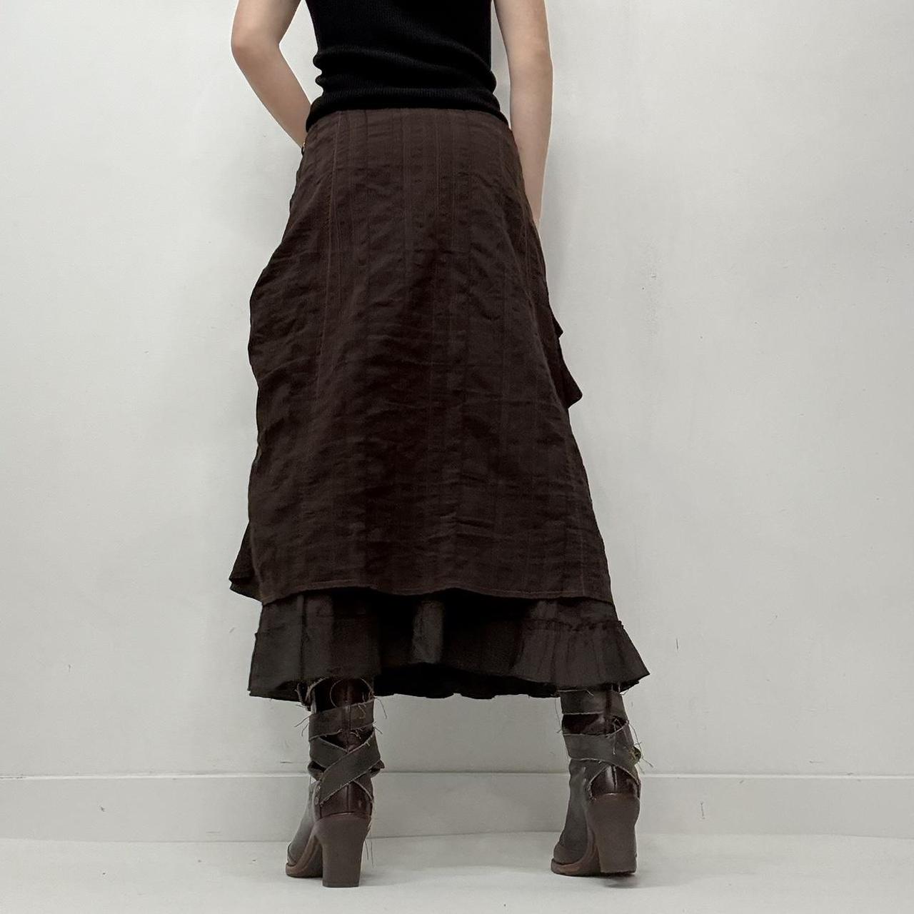 Brown pinstriped layered skirt