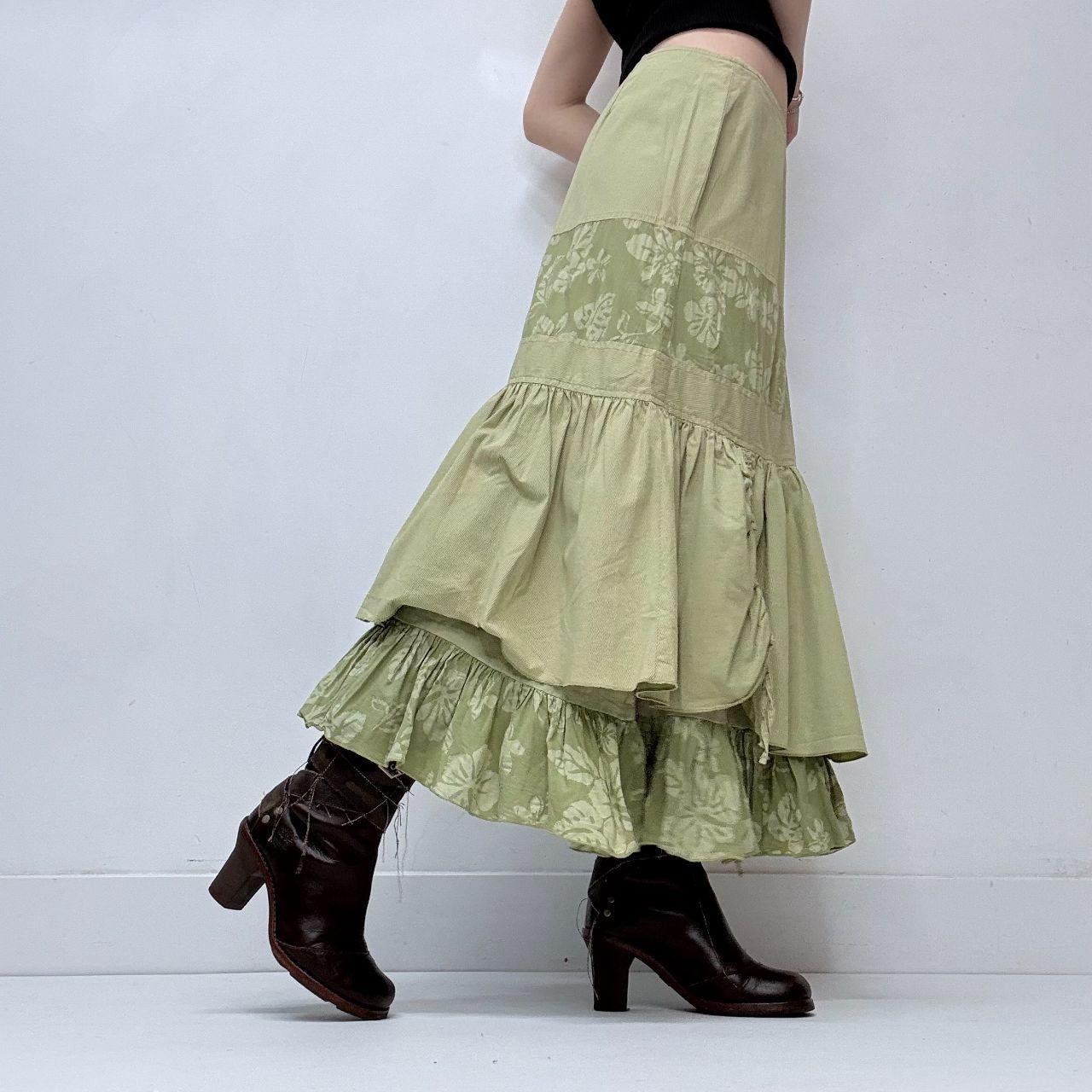 Green ruffle layered fairy skirt