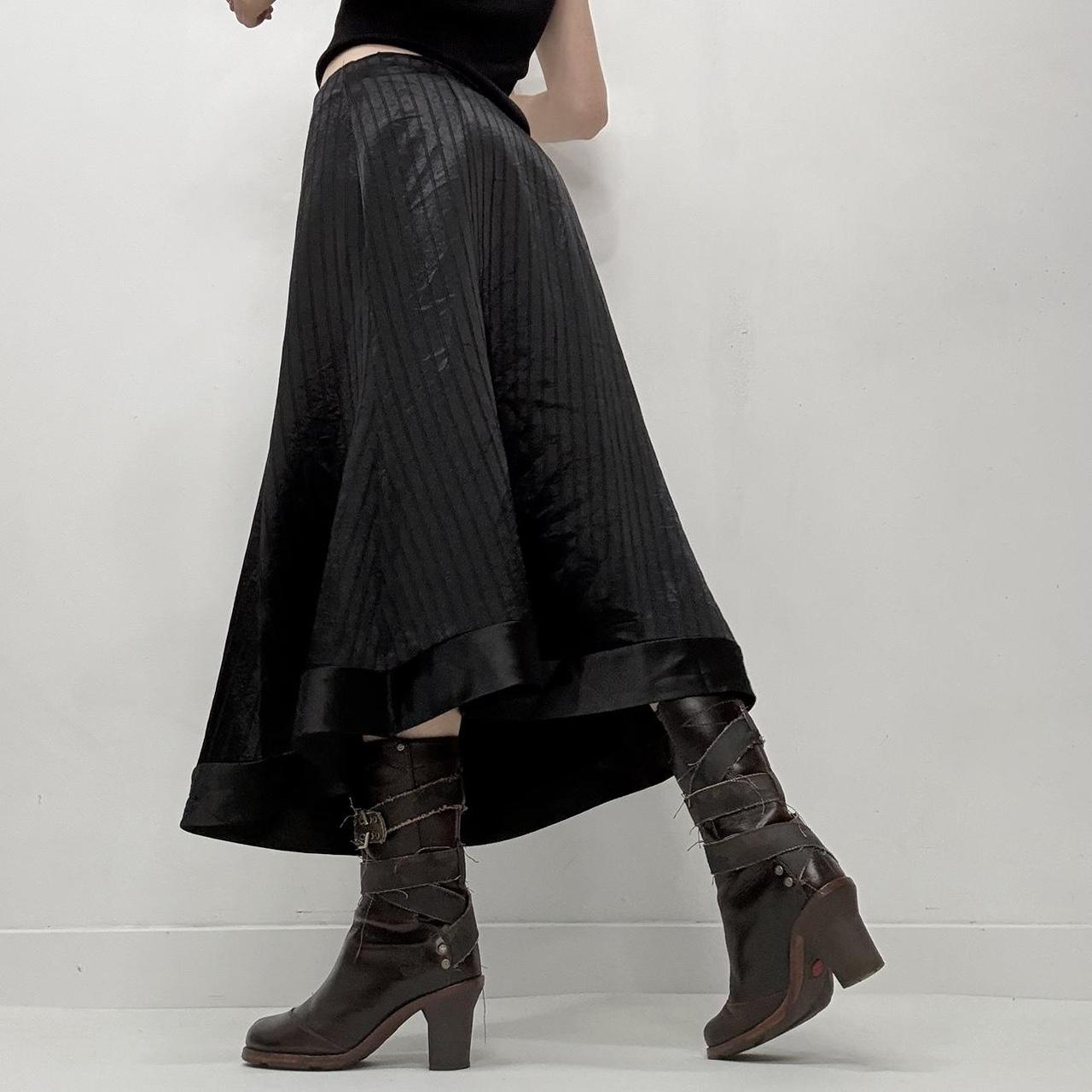 Black satin pinstripe skirt