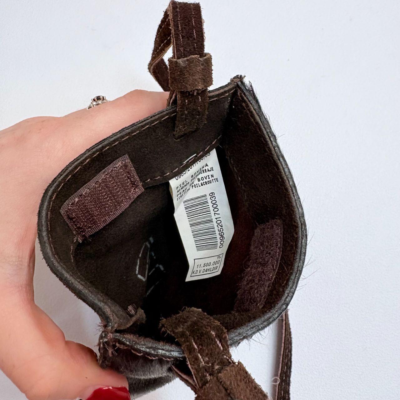 Brown cowhide pony hair crossbody bag
