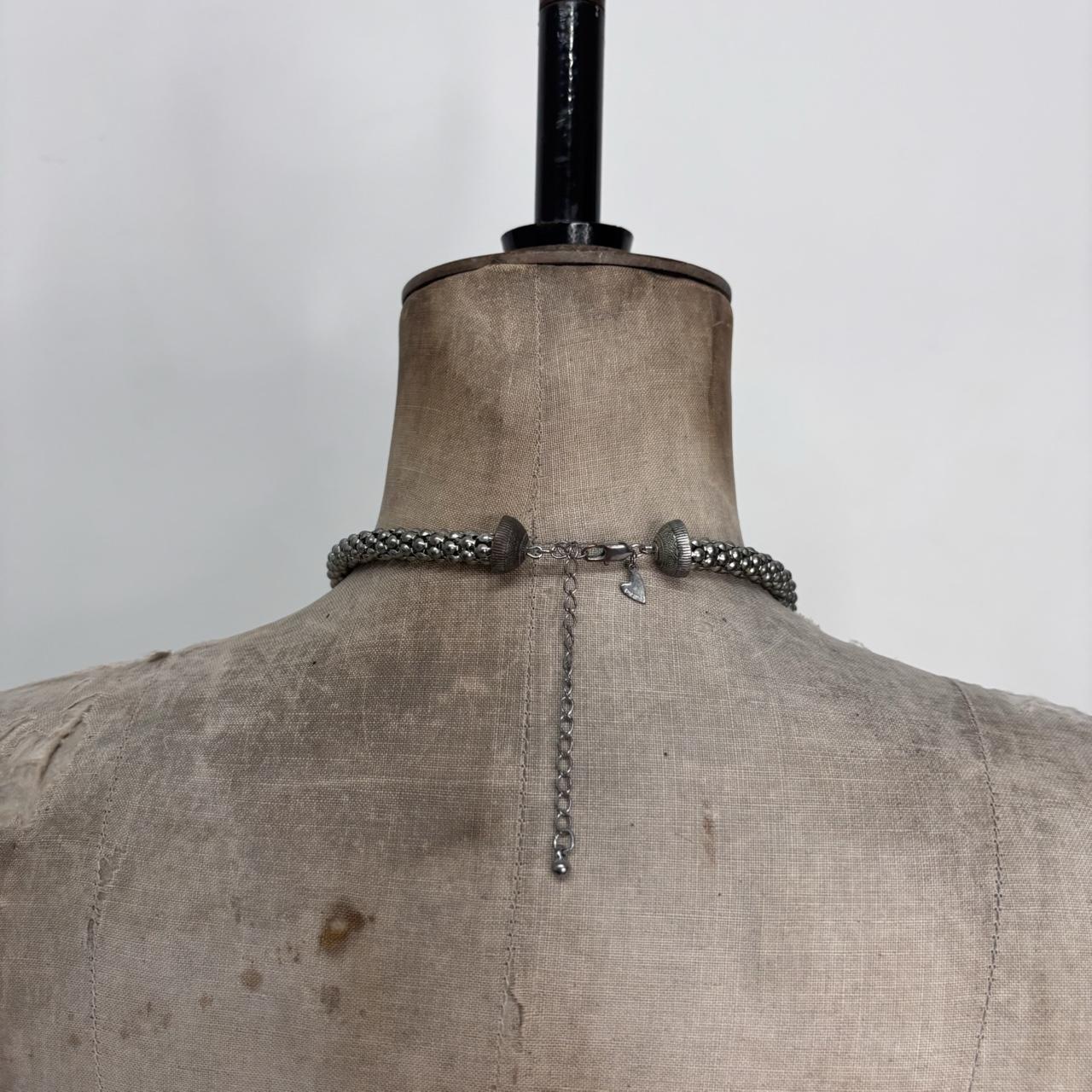 Silver chunky oversized flower necklace