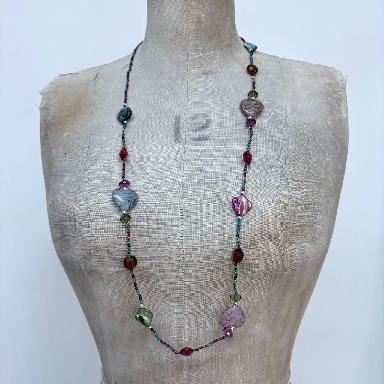 Long beaded gemstone necklace