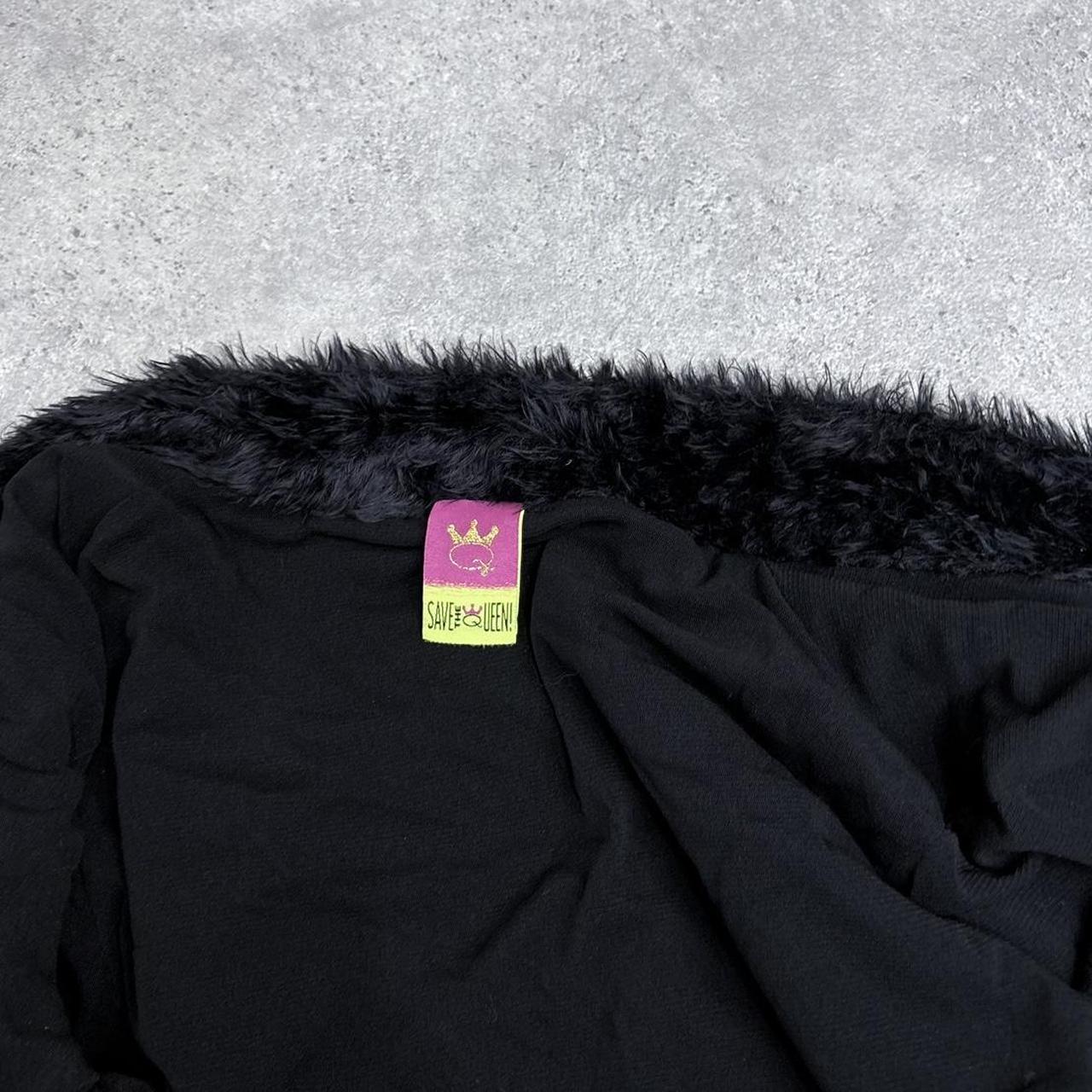 Cropped black faux fur cardigan