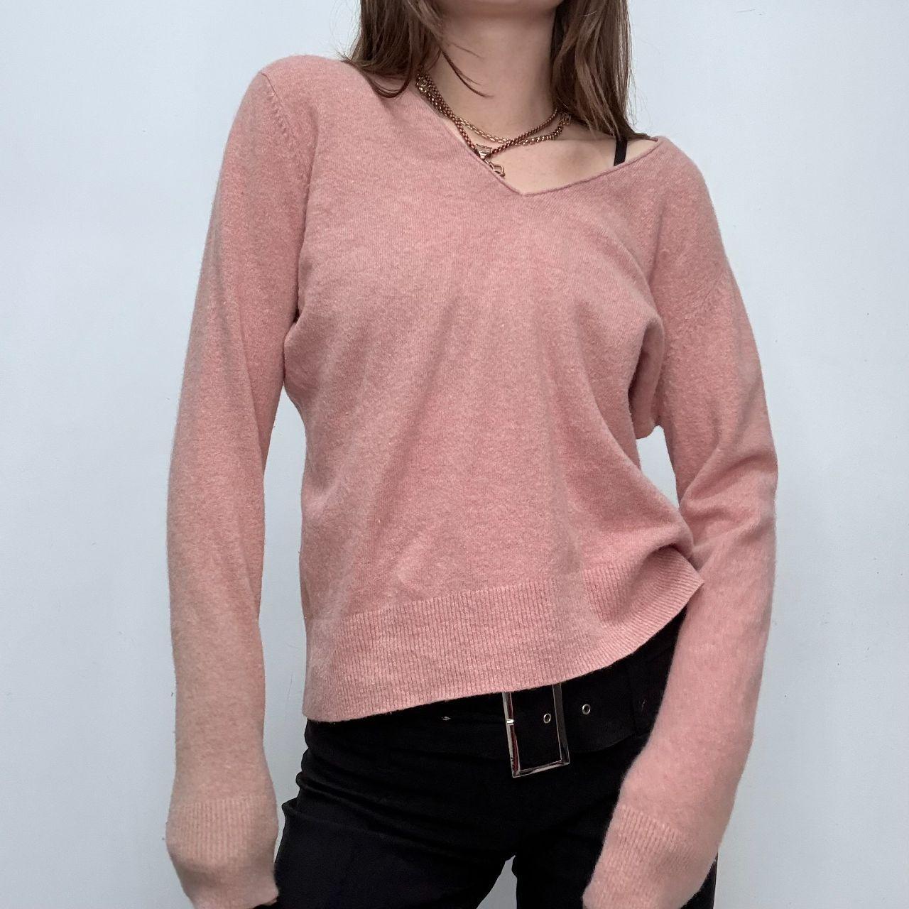 Slouchy pink wool knitted jumper
