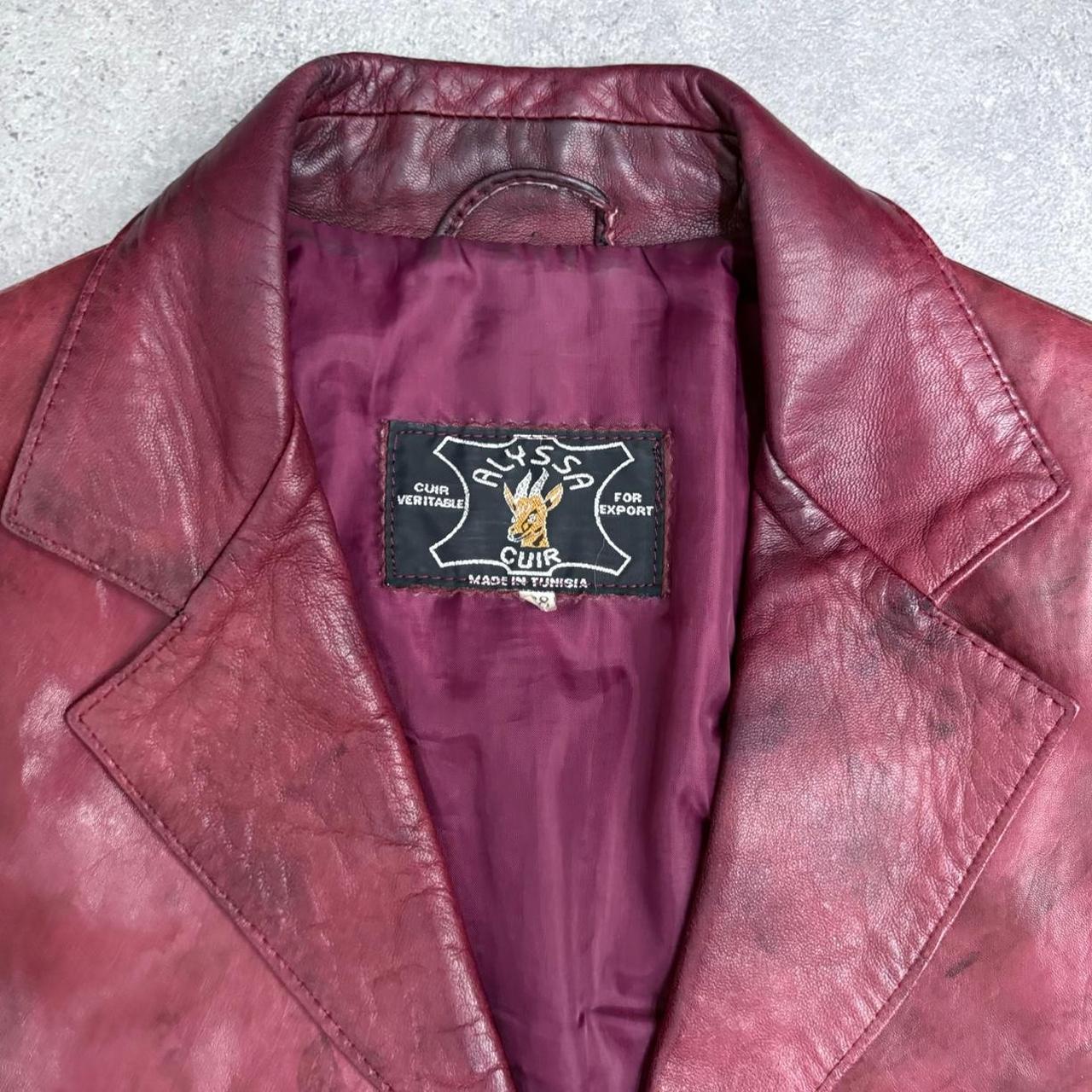 Red distressed leather jacket