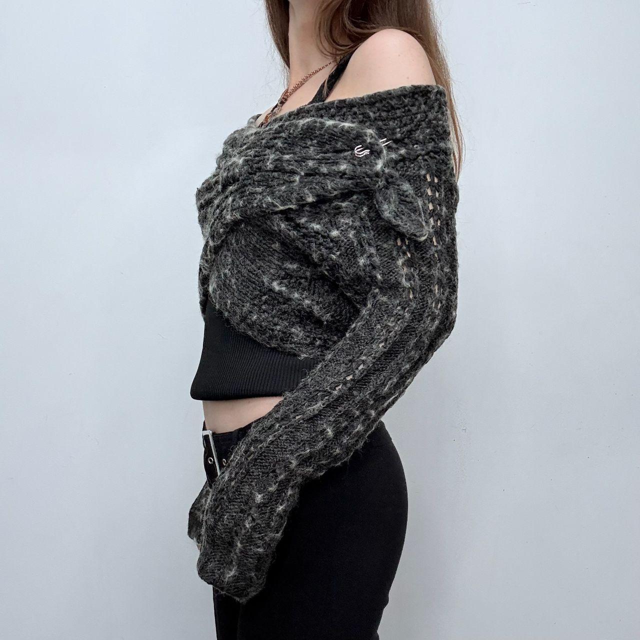 Grey wrap wide neck cardigan