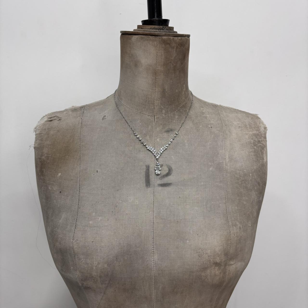 Silver diamond tennis necklace