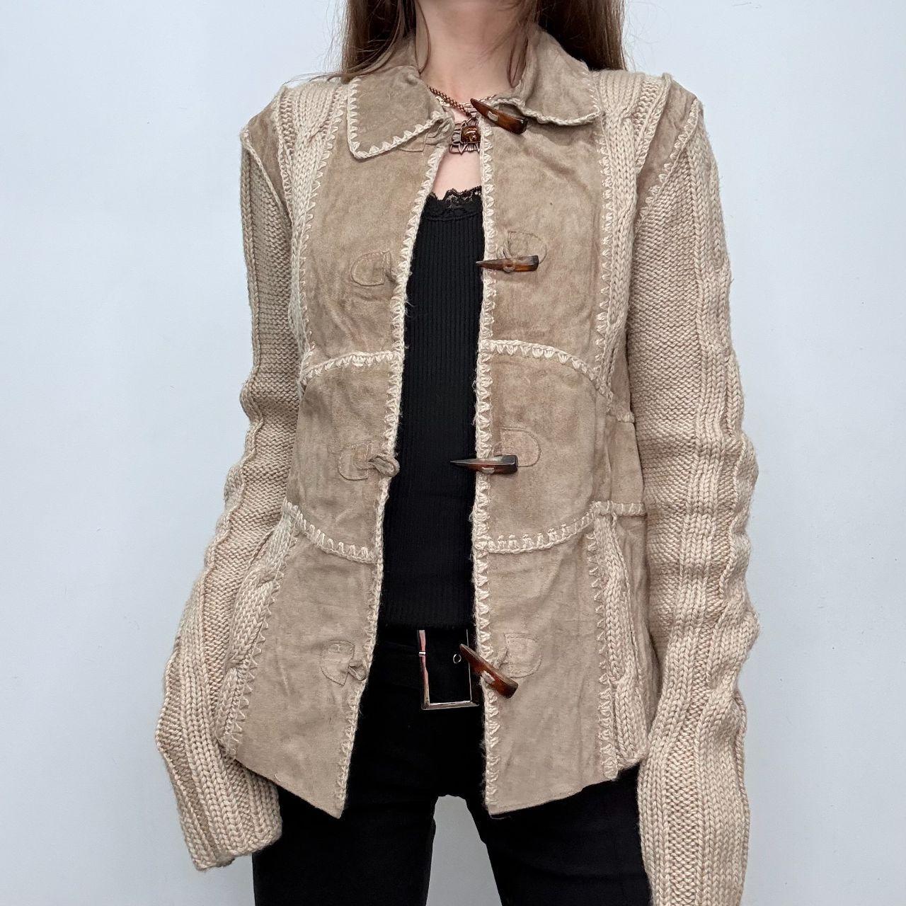 Knitted crochet suede boho jacket