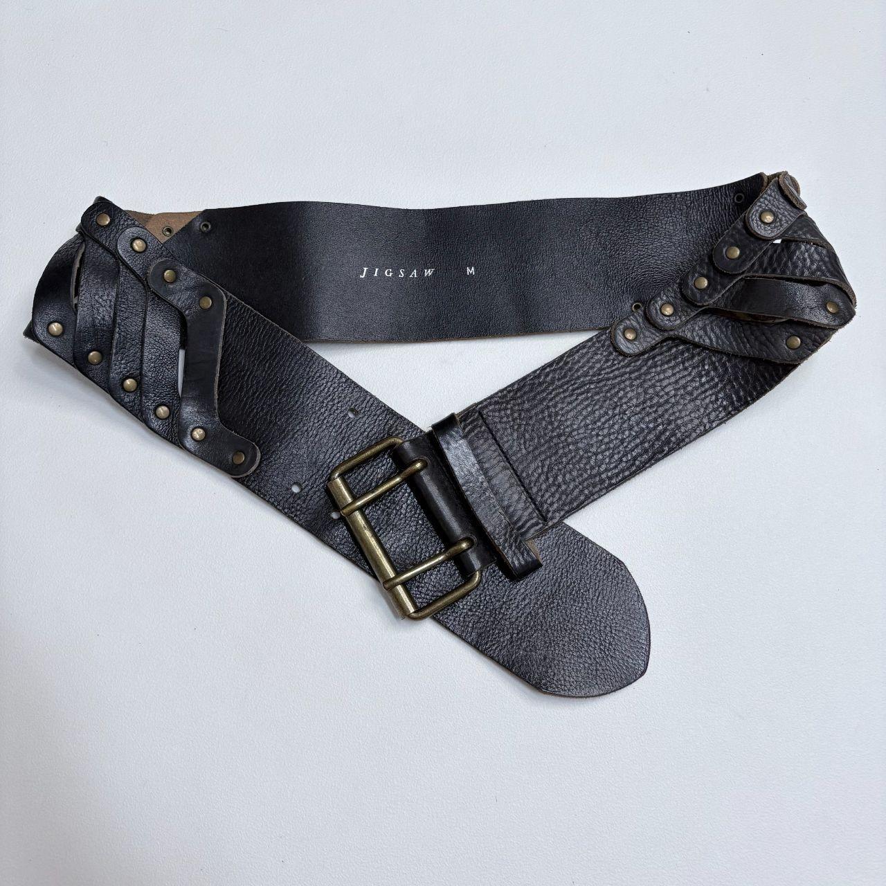Thick black leather studded belt