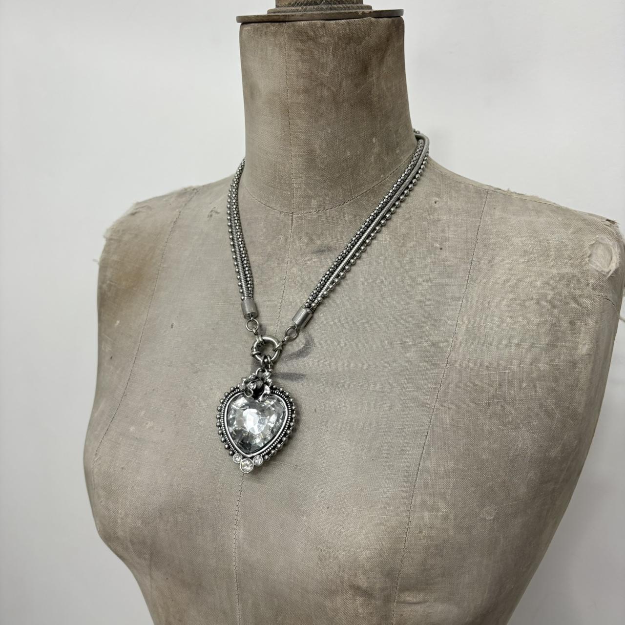 Silver metal heart necklace