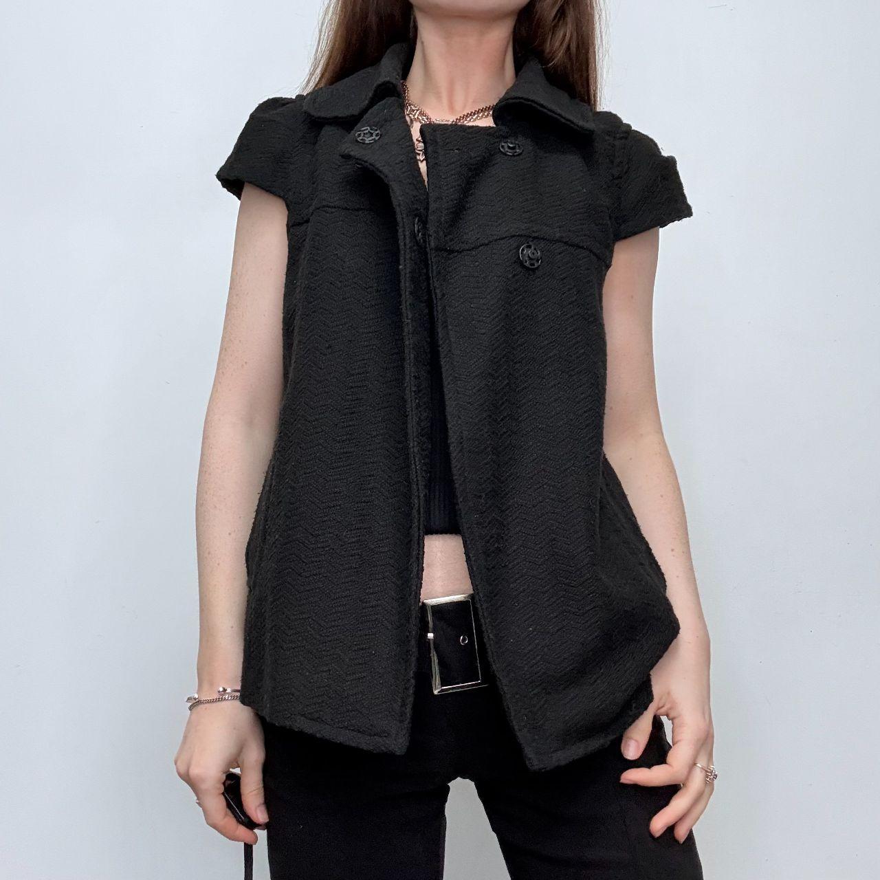 Black capped sleeve pea coat
