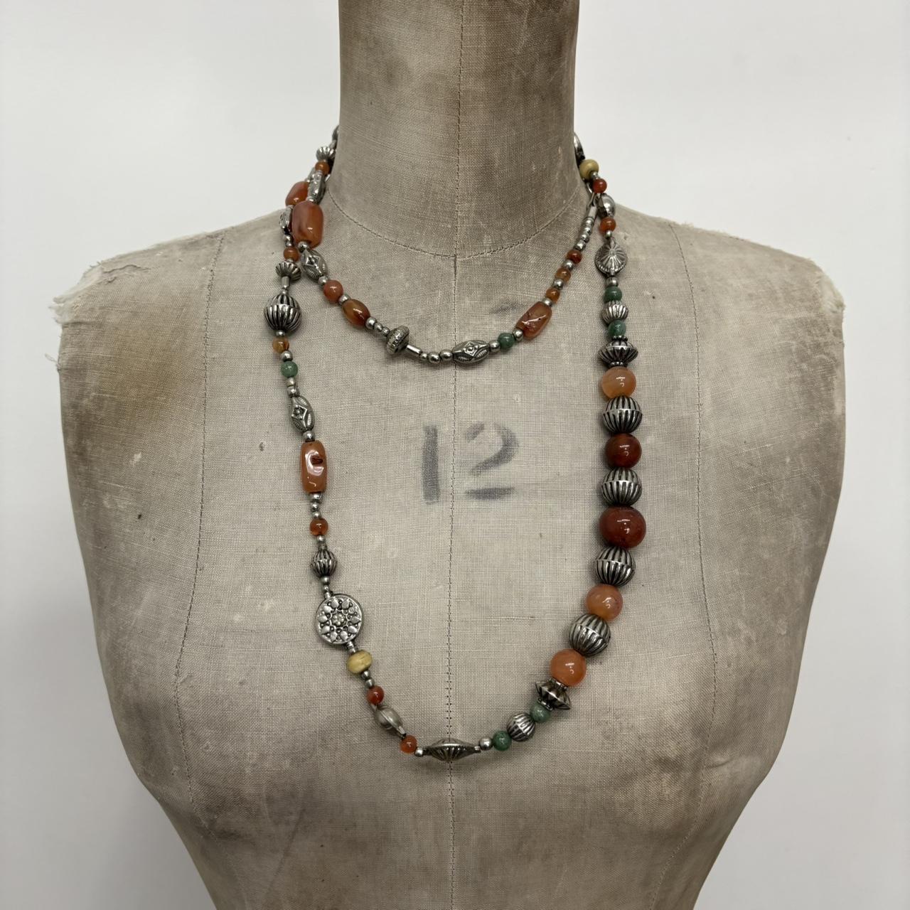 Gemstone silver bead necklace