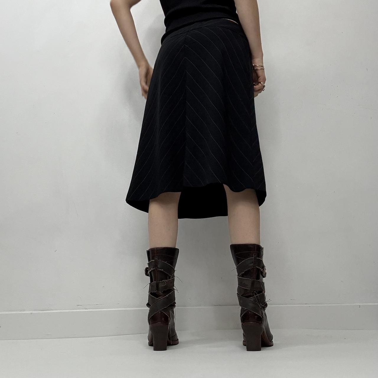 Black pinstriped fitted office skirt