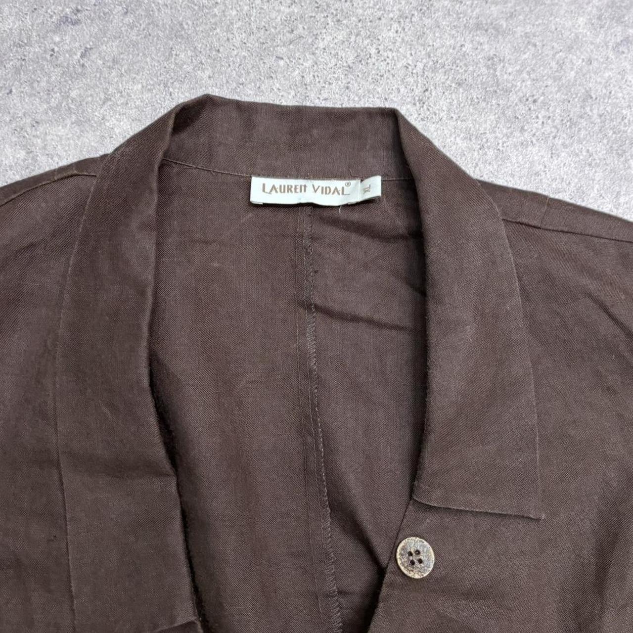 Brown asymmetric linen shirt