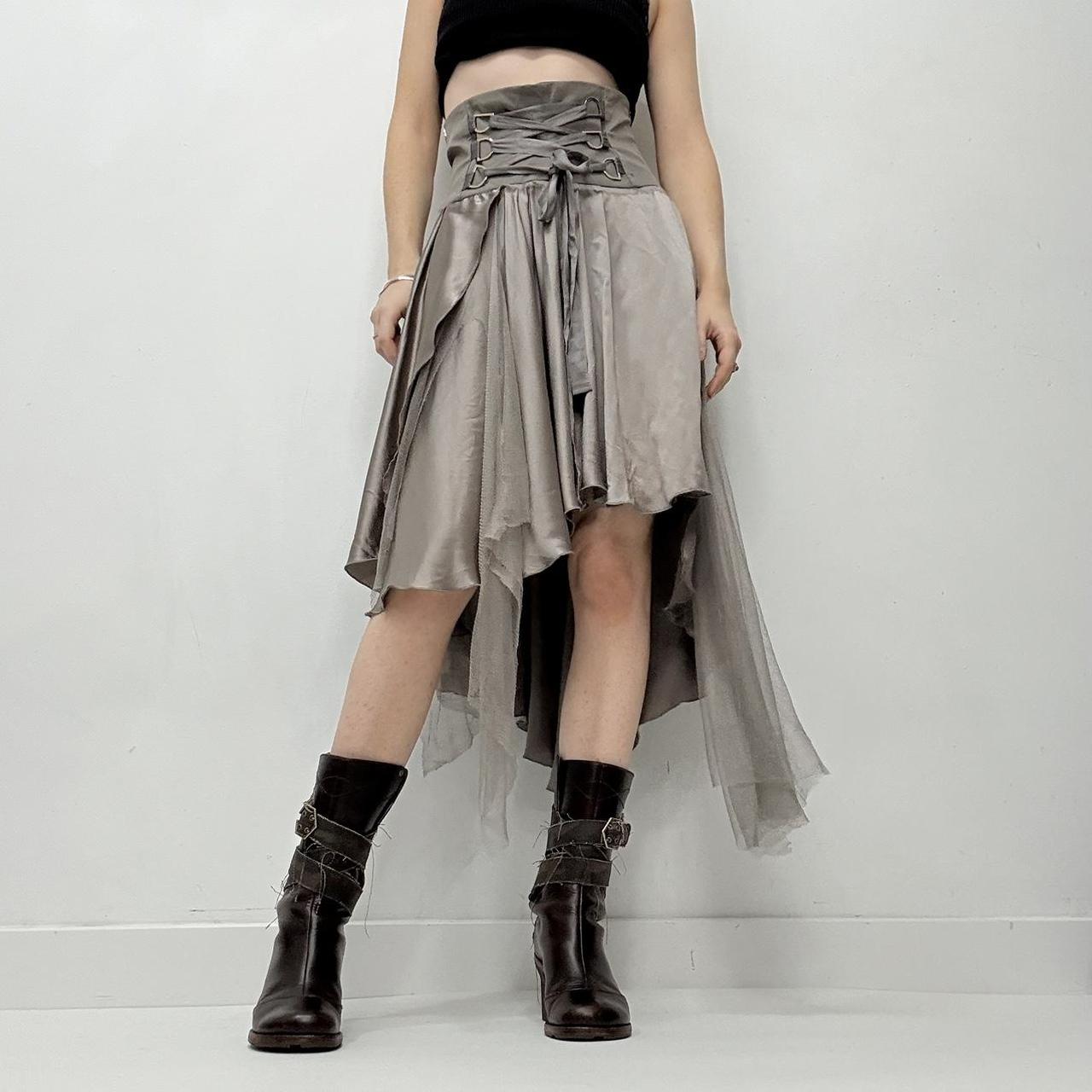 Floaty silk corset asymmetric skirt