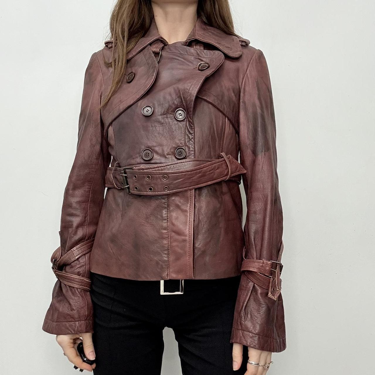 Crop distressed allsaints leather trench