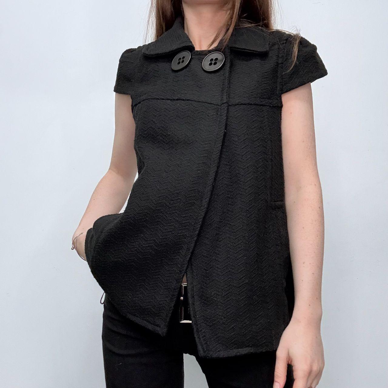 Black capped sleeve pea coat