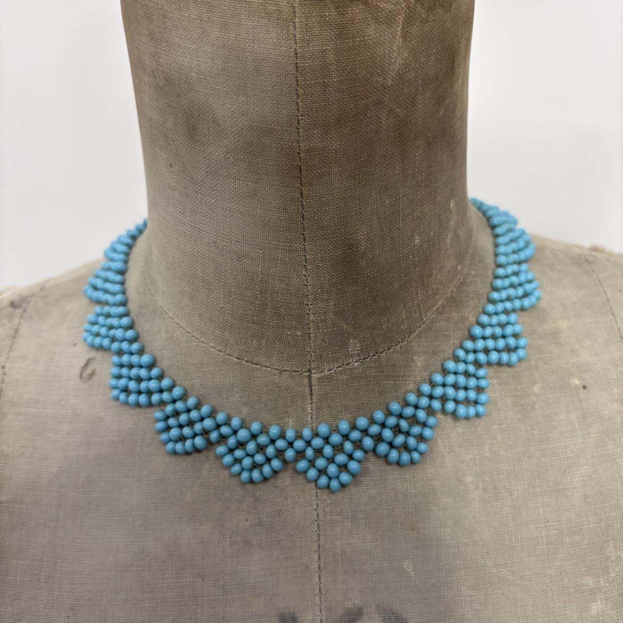 Blue beaded collar necklace