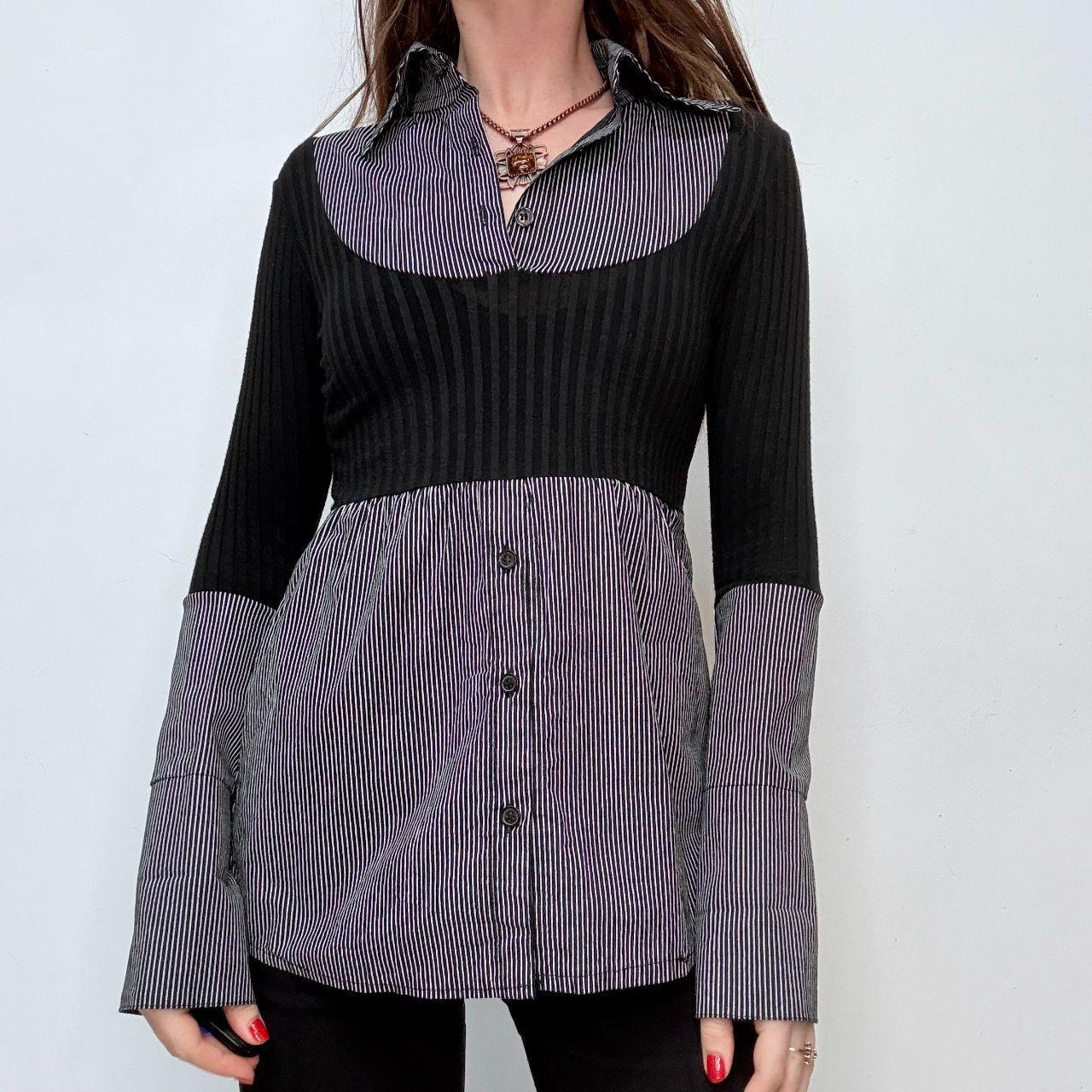 Flared pinstripe sweater Y2K shirt